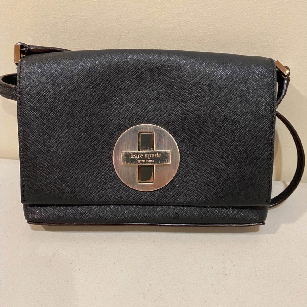 Kate Spade Midnight BLACK Leather Crossbody Bag